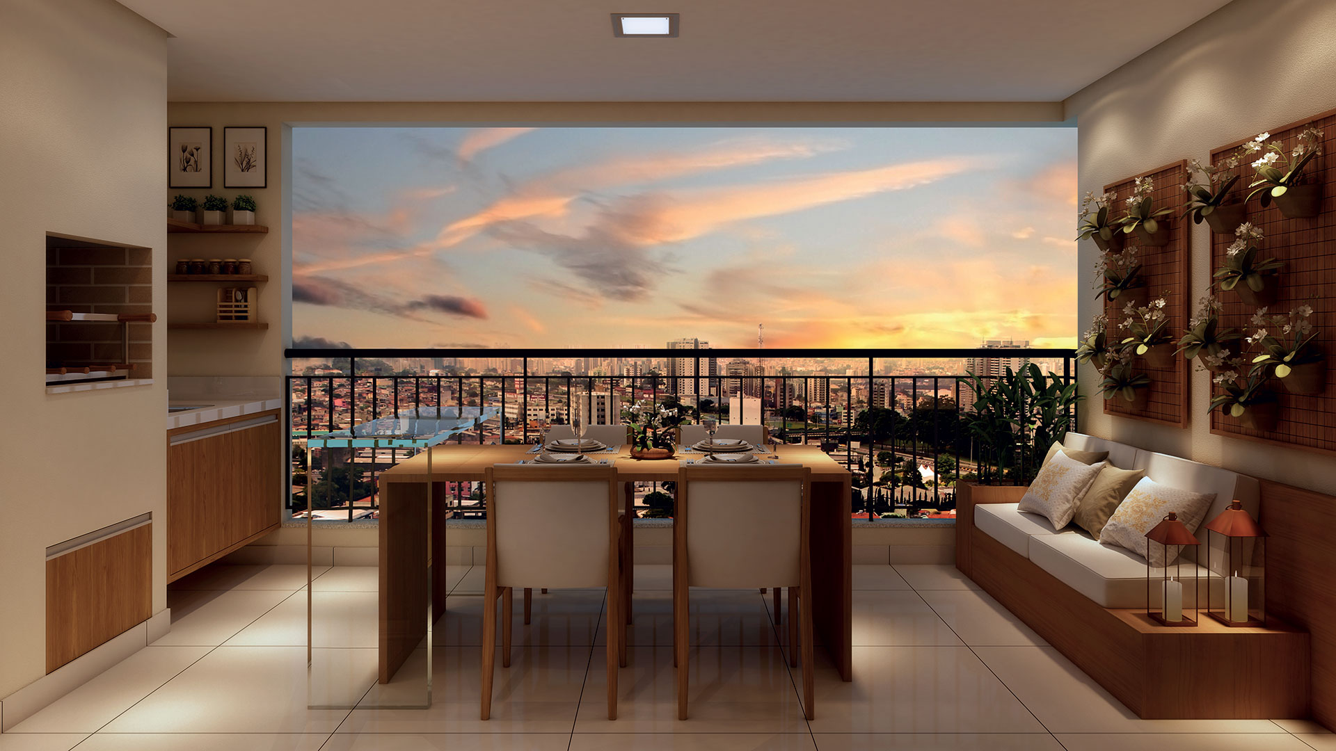 Perspectiva Artística do Terraço Gourmet do Apto. Tipo